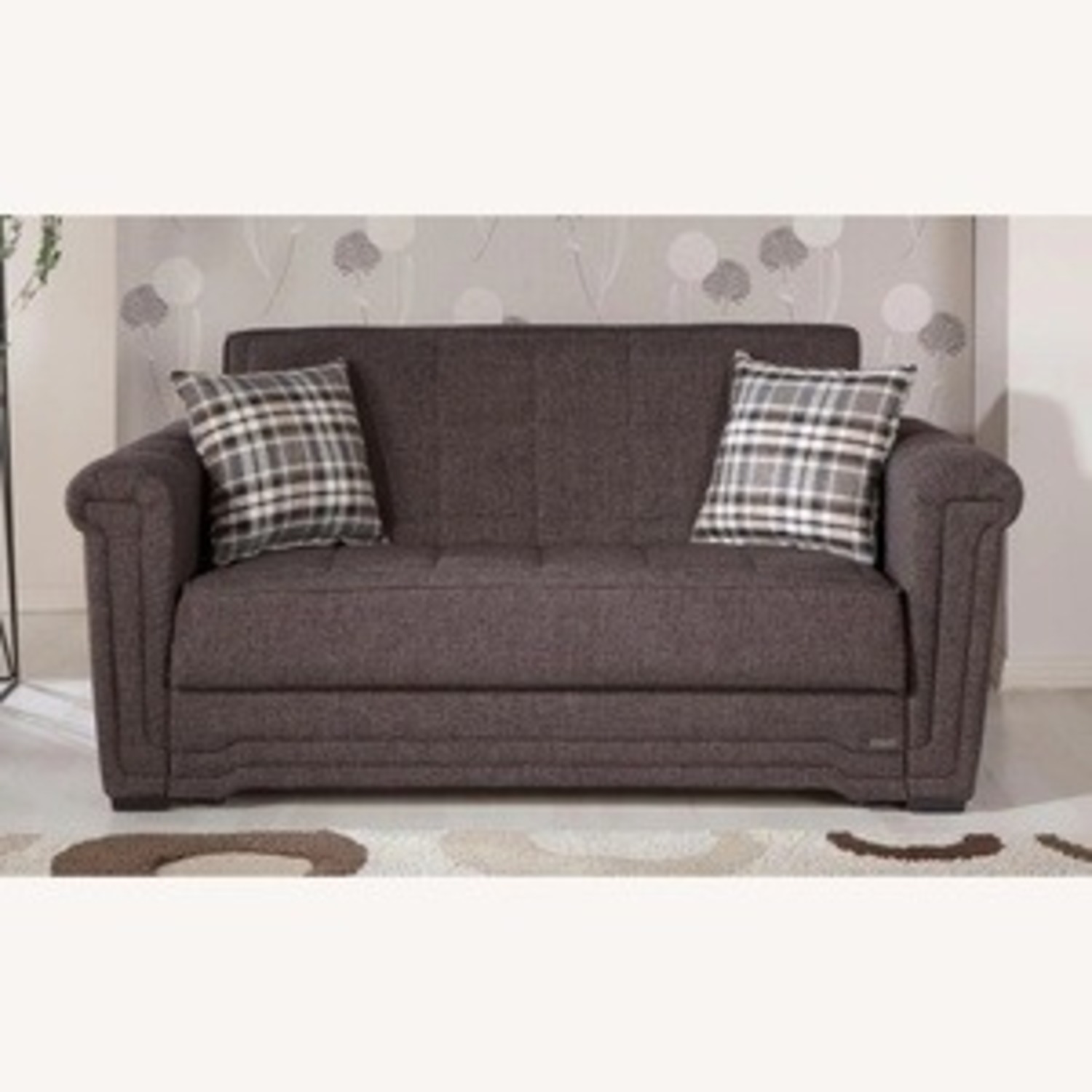 Vintage/Antique Dark Brown Wood Sleeper Sofa - image-4